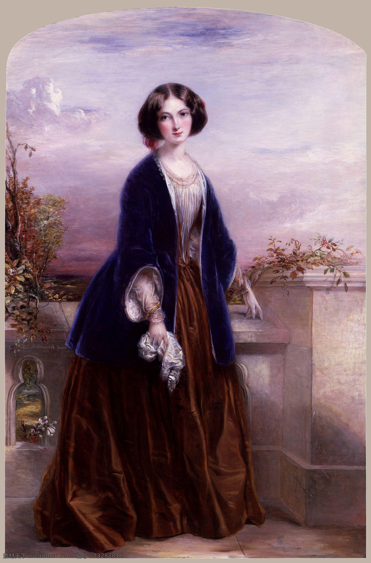 表情 动作 服饰 绘画书法 美人 美术 女人 女子 春光美 埃菲 格雷 thomas ichmond 油画 少妇 姿势 西方油画 树木 围墙 油画艺术 油画作品36 文化艺术 家居装饰素材