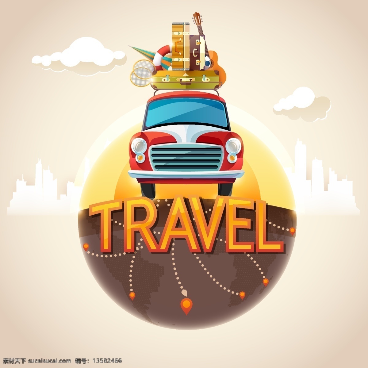 时尚旅行车 风景 环游 世界 时尚 旅行车