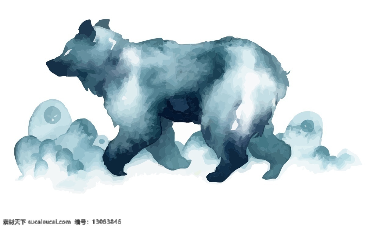 水墨熊图片 矢量 水墨熊 熊 手绘 野外 山野 动物 生物世界 野生动物