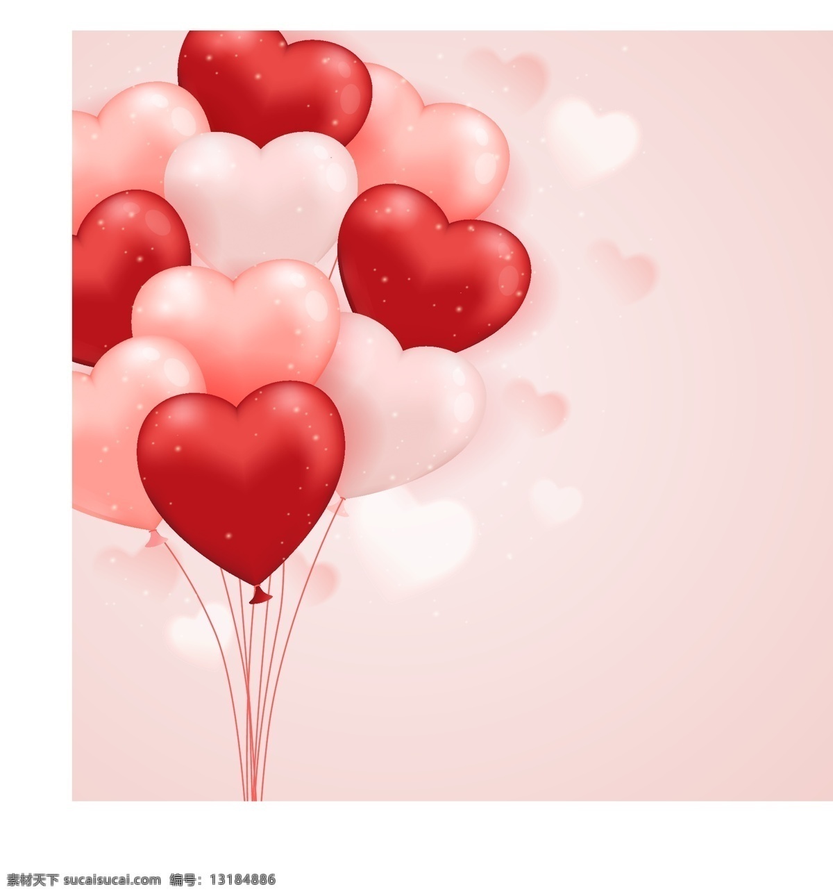 红色 浪漫 心 型 气球 爱情 背景