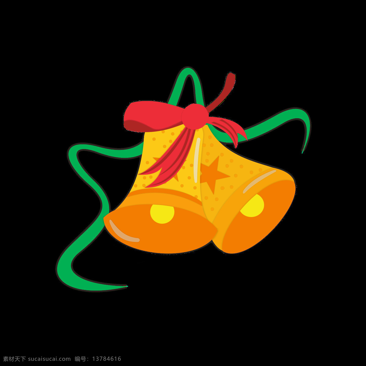 圣诞节 铃铛 元素 卡通 可爱 黄色 节日 元素设计