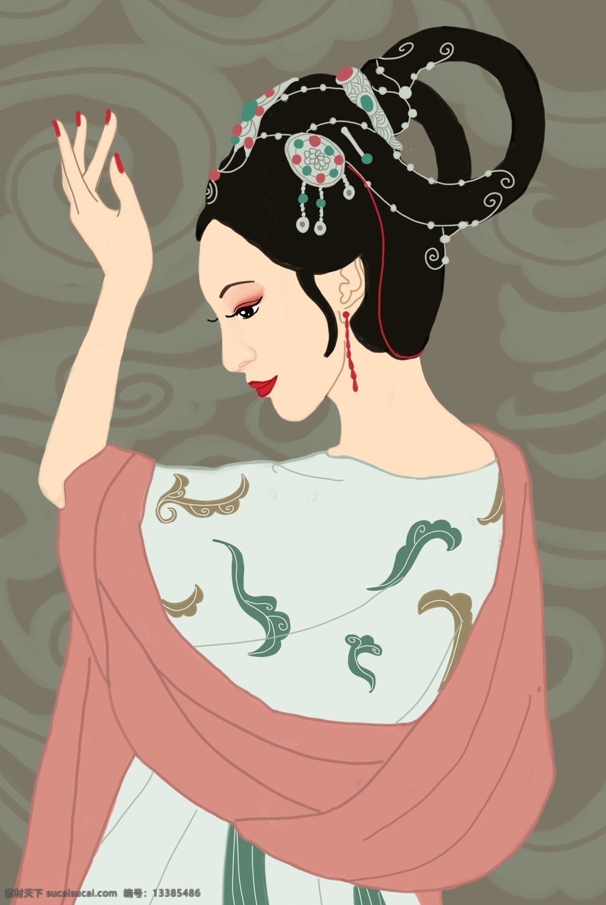 中国 传统文化 服饰 汉 服 古装 女子 传统 文化 汉服 侧颜 手绘插画 分层