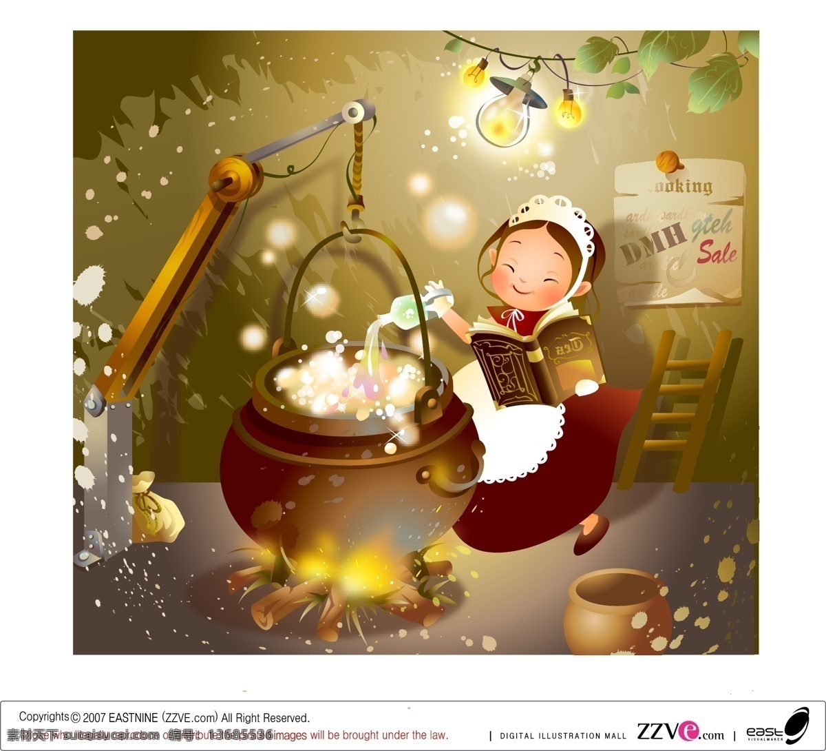 韩国 矢量 魔幻 世界 插画 儿童 儿童插画 魔法 魔幻天空背景 男孩 女孩 矢量素材 精选矢量图 zzve 其他矢量图