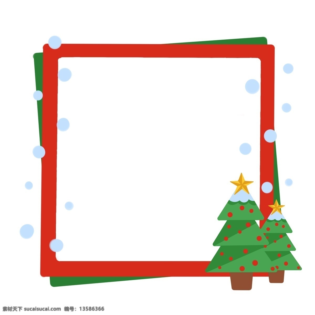 圣诞 红 绿色 双边 边框 插画 圣诞边框插画 红色边框 绿色边框 白色波点 圣诞树装饰 圣诞节对话框 圣诞节文本框 黄色星星