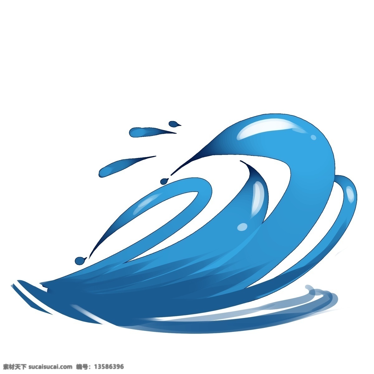 蓝色 海浪 浪花 浮起 涨潮 水珠 水滴 天蓝色 大海 水流 唯美 装饰 贴画 卡通 免扣