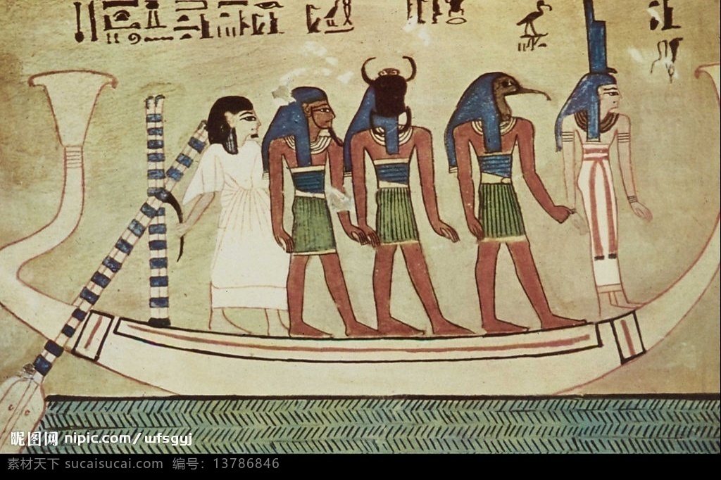 原始酷画 古埃及 人物 船 埃及壁画 文化艺术 绘画书法 设计图库