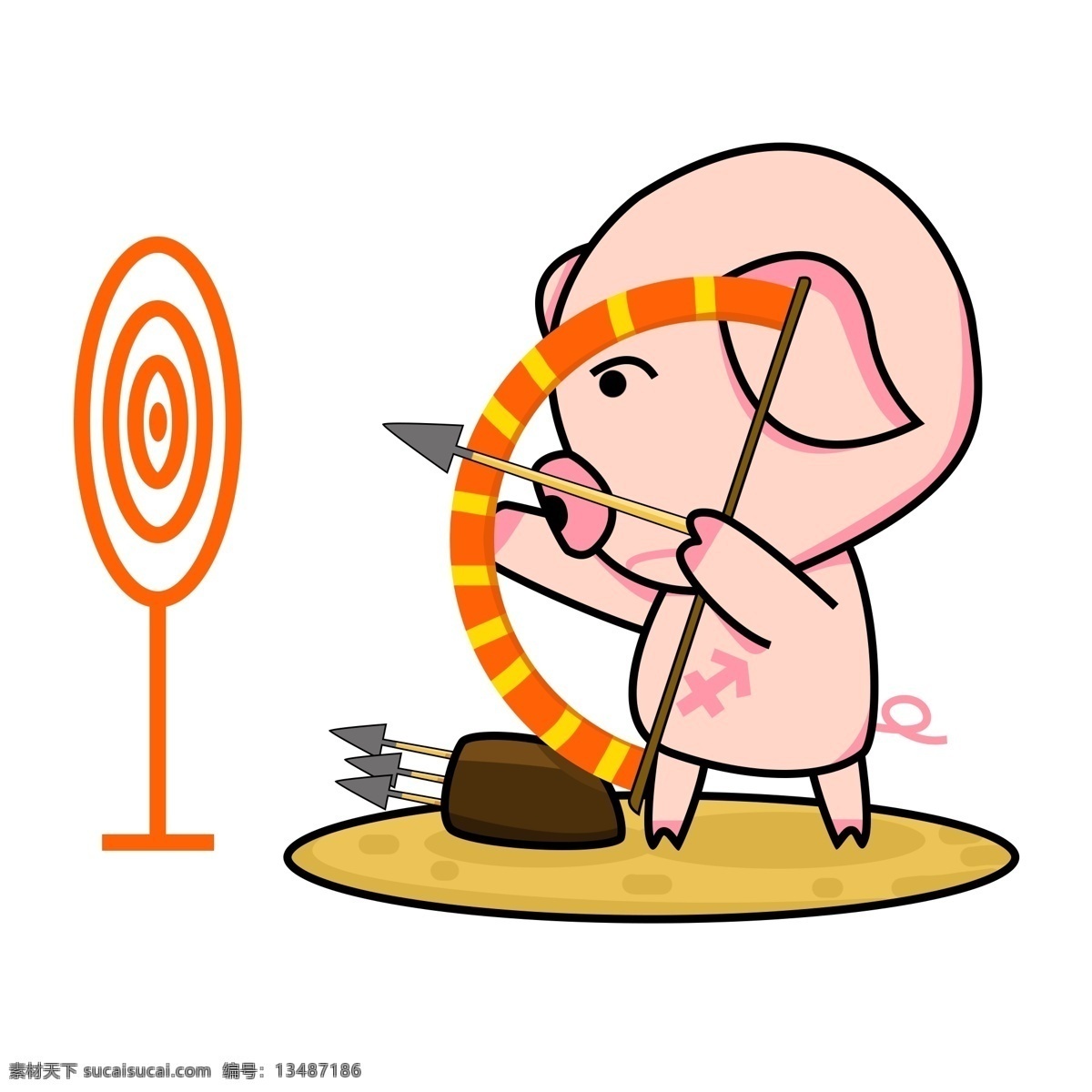 射手 座 小 猪 射箭 形象 商用 箭靶 射击 射手座 星座 小猪射箭 可爱小猪 手绘