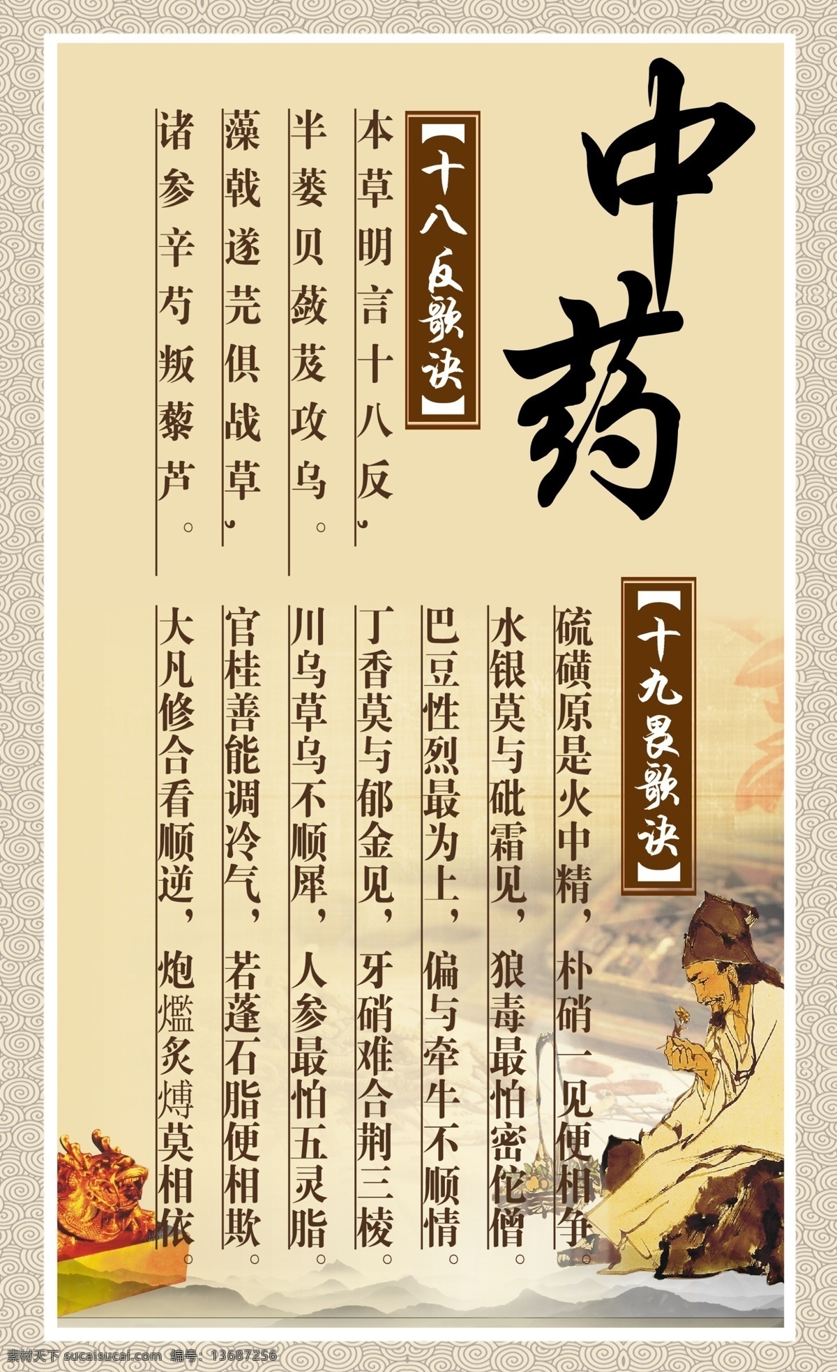 十 八 反 九 畏 歌诀 中医 中药 理疗 医疗 医院 展板 医院宣传 中医科 十八反 十九畏 分层 源文件