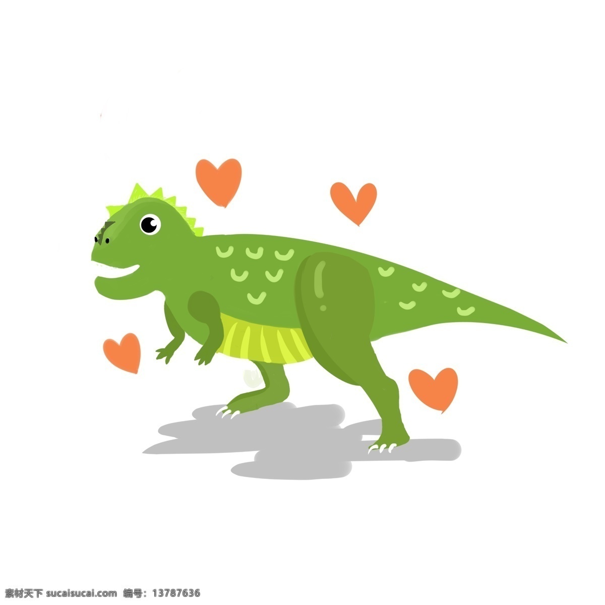 绿色 草食 恐龙 爱心 绿色的恐龙 草食恐龙 红色爱心 可爱 动物插画 谈恋爱的恐龙 行走的恐龙 爪子