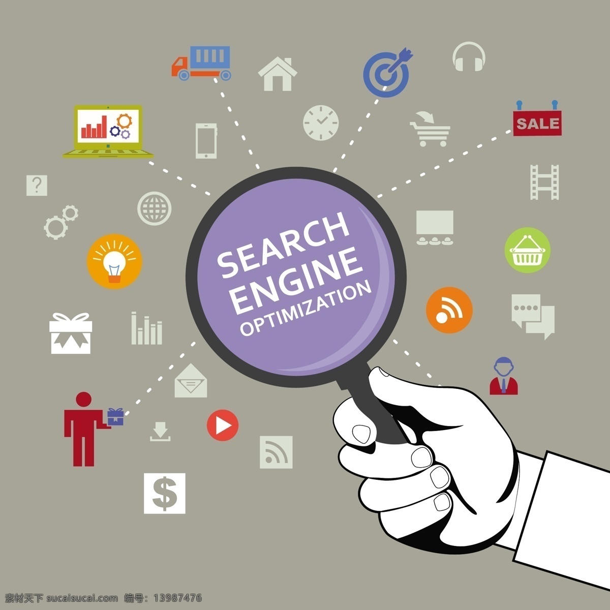 搜索引擎 优化 概念 插图 搜索 查找 搜索引擎优化