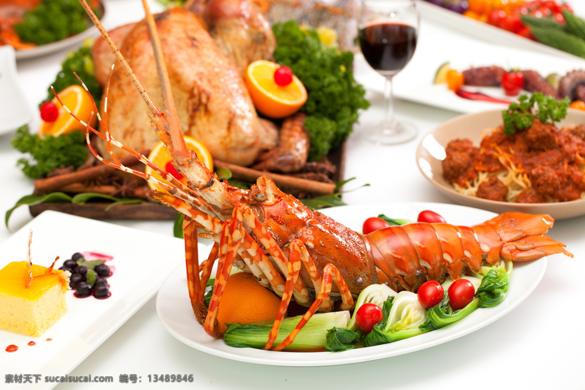 烤鸡 虾 烤鸡与虾图片 青菜 海鲜产品 美食 食物原料 食材 食物摄影 外国美食 美食图片 餐饮美食