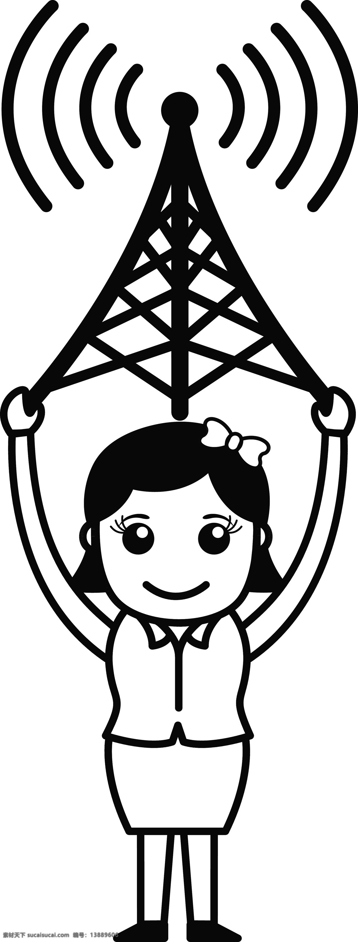 具有 网络 塔 女孩 白色