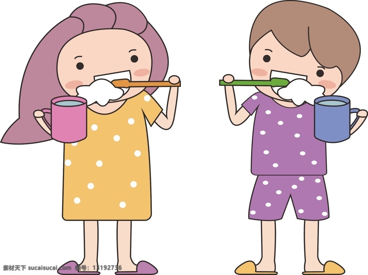 刷牙 男孩 女孩 情侣 卡通 矢量 国际 爱 牙 日 元素 国际爱牙日