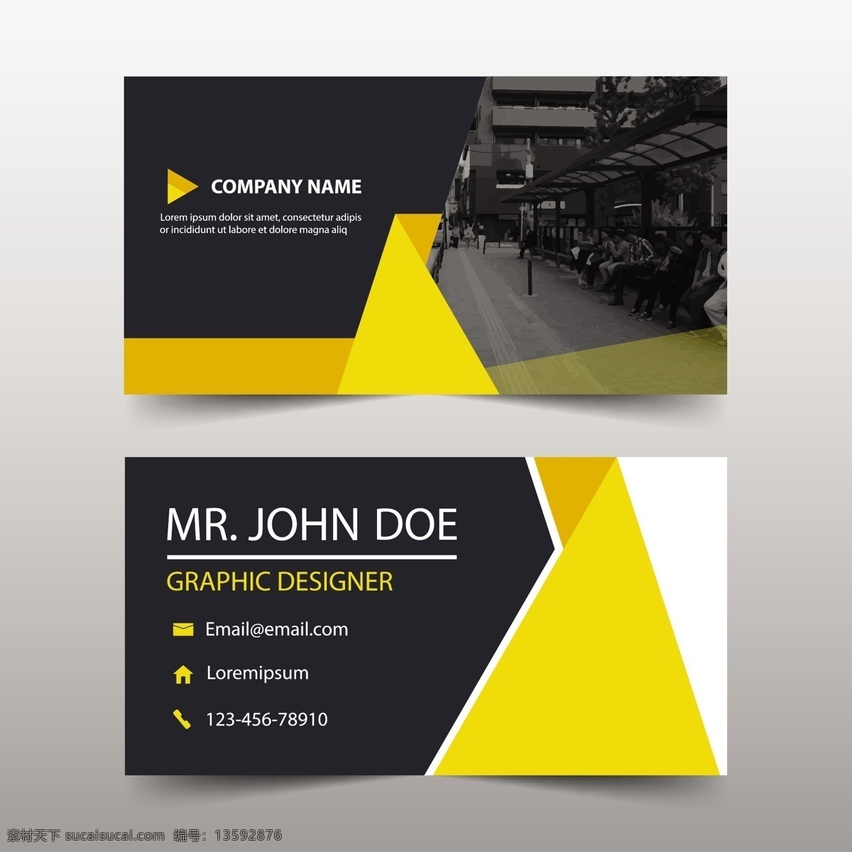 黄色企业名片 商标 名片 商务 抽象 卡片 模板 几何 办公室 形状 展示 文具 公司 品牌 现代 几何图形 身份