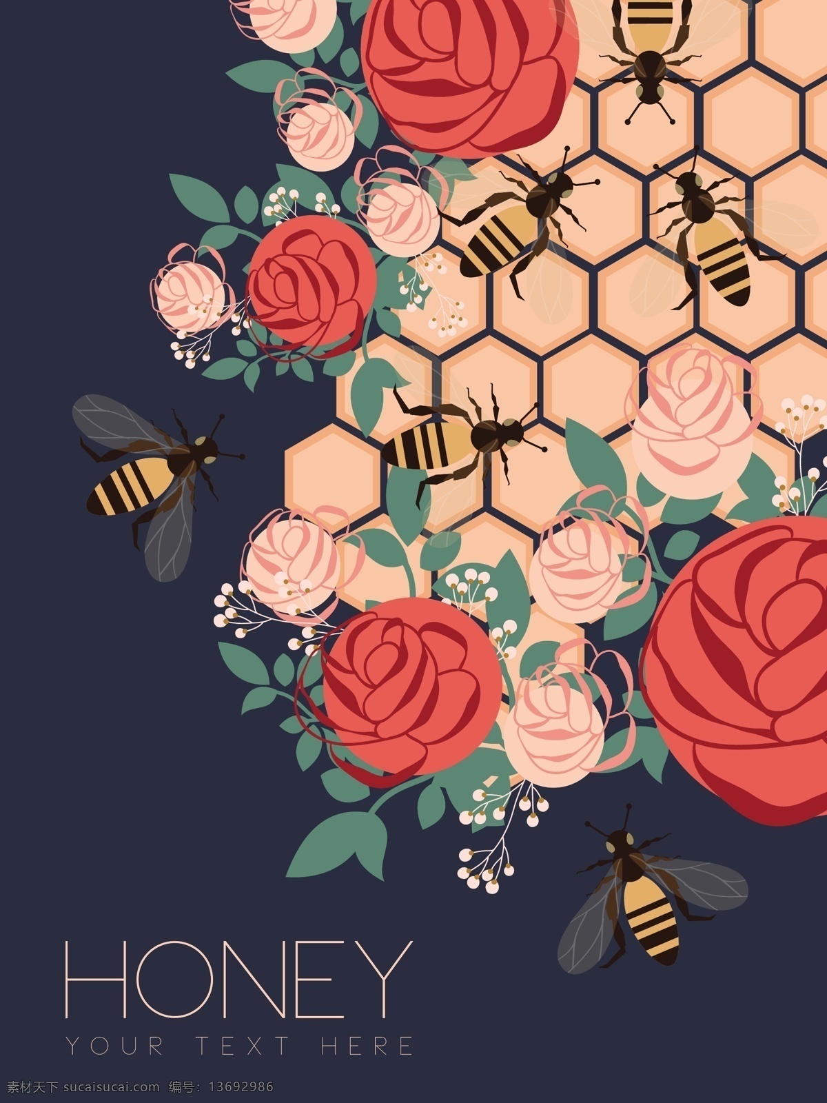 漂亮 鲜花 蜜蜂 背景 图 广告背景 背景素材 广告 蜂蜜 红色 花卉 花朵 蓝色背景 蜂窝 粉色玫瑰 蜂巢