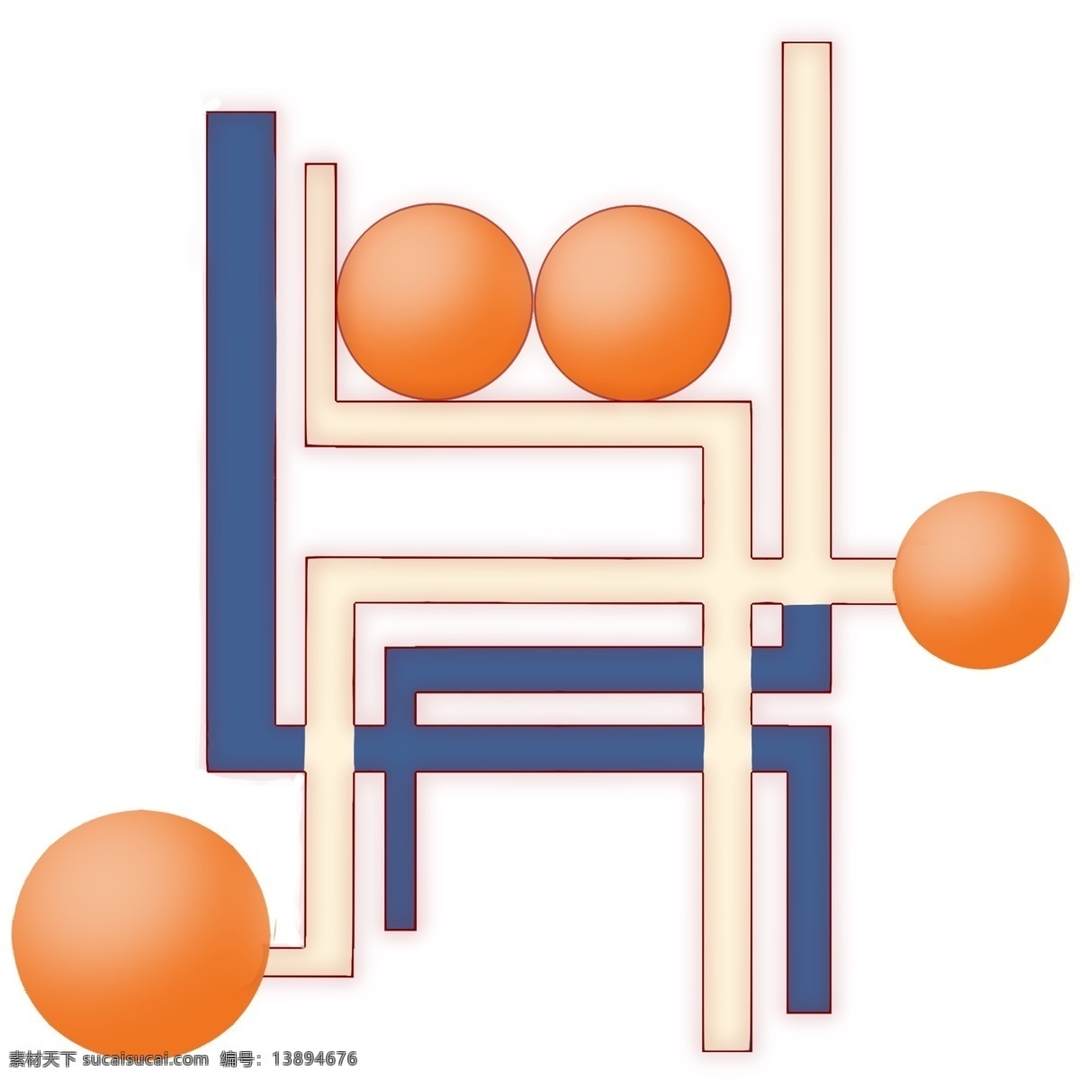立体 装饰 插图 橙色 圆形 图案