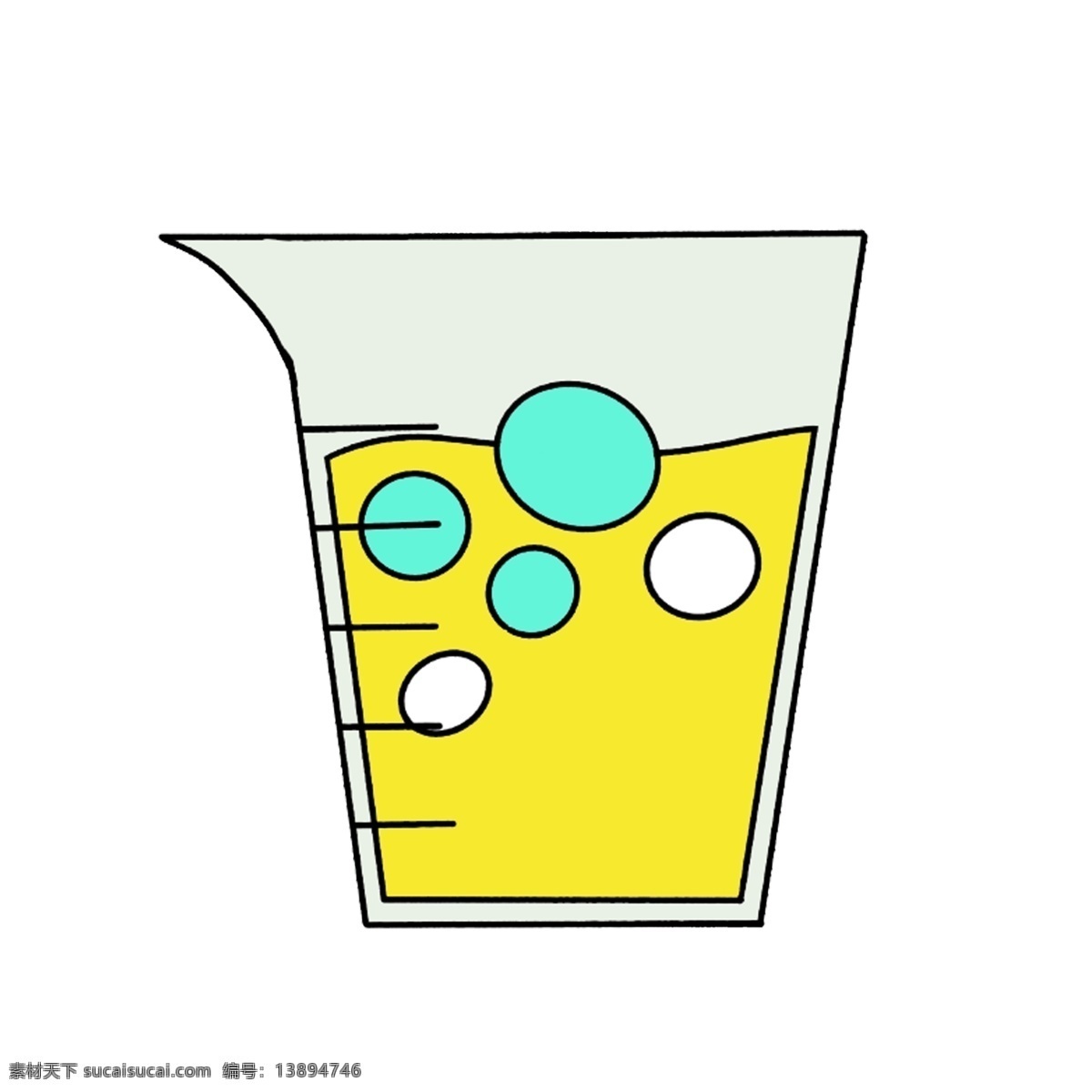 量杯 液体 实验 插图 化学反应 实验反应 黄色液体 蓝色气泡 做实验 液体反应