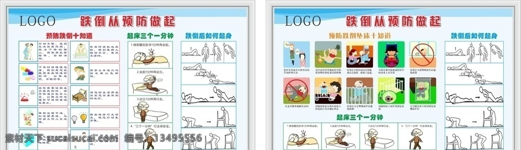 预防跌倒坠床 三个一分钟 跌倒如何起身 婴幼儿跌倒 医院跌倒 文明医院 防跌倒 展板 室内广告设计