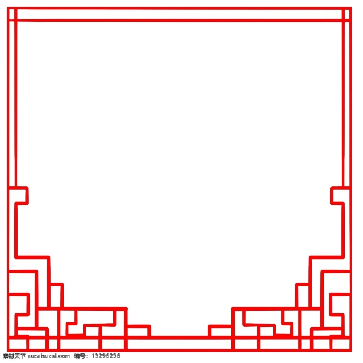 红色 古风 边框 插画 中国风 古风边框 回字形 花纹 边角 手绘 矢量图 古典 图框