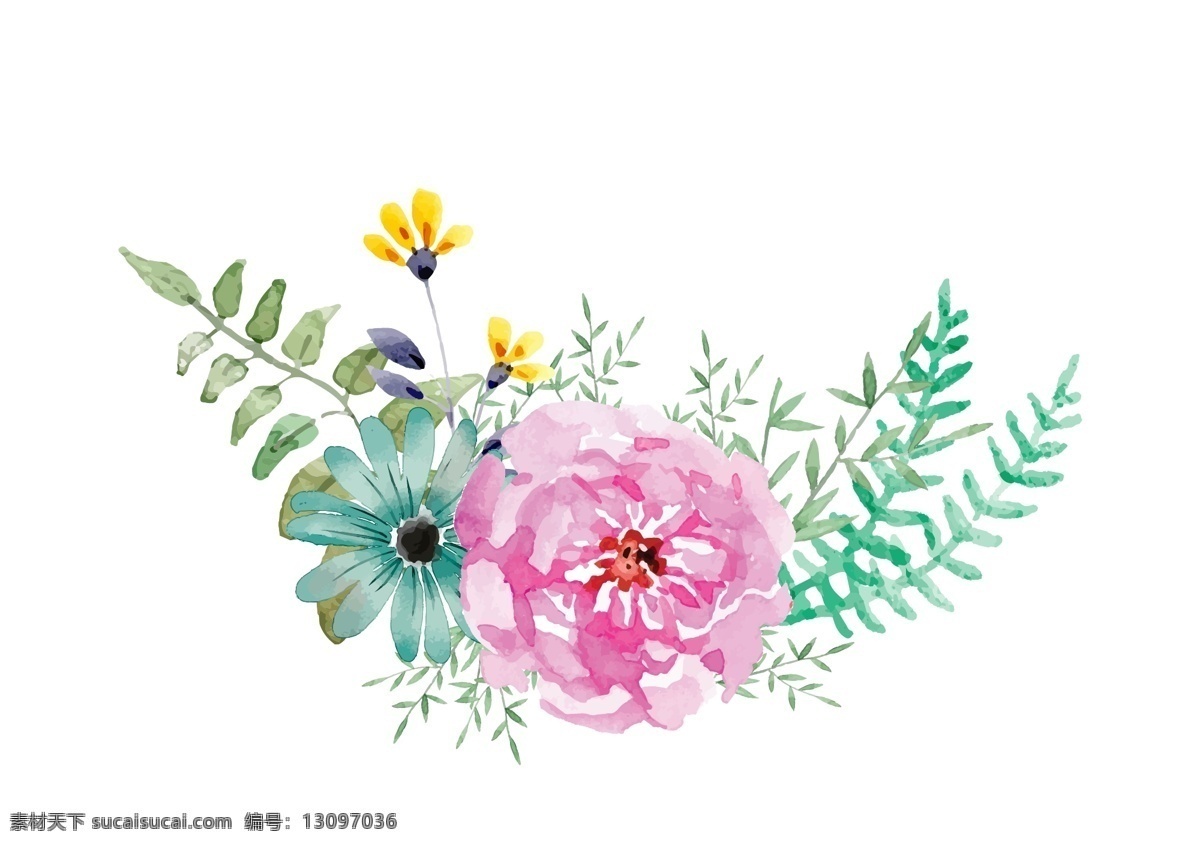 水彩绘画花朵 植物 树木 花朵 绿叶 鲜花 彩铅画 水彩画 插画 绘画 卡通 彩色 创意 精致精美 涂鸦 花草 文化艺术 绘画书法