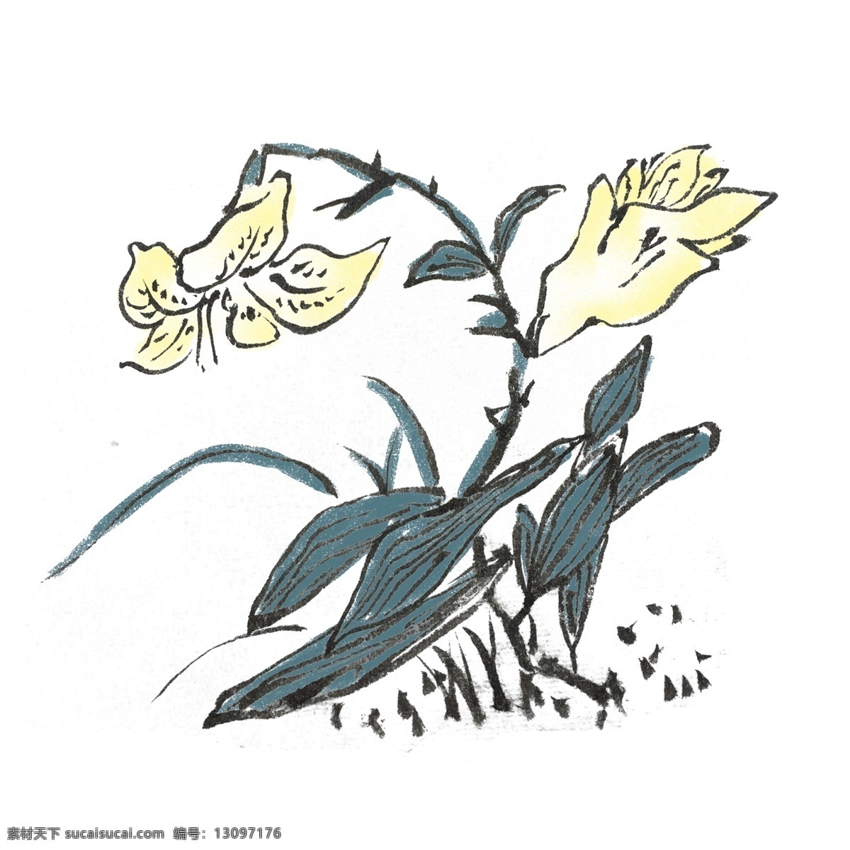 水墨 兰花 君子兰 手绘 插画 中国风 动物 古风 水墨风 墨迹 夏季 彩色 春天 生动 花草 国风 国画 花鸟 小景