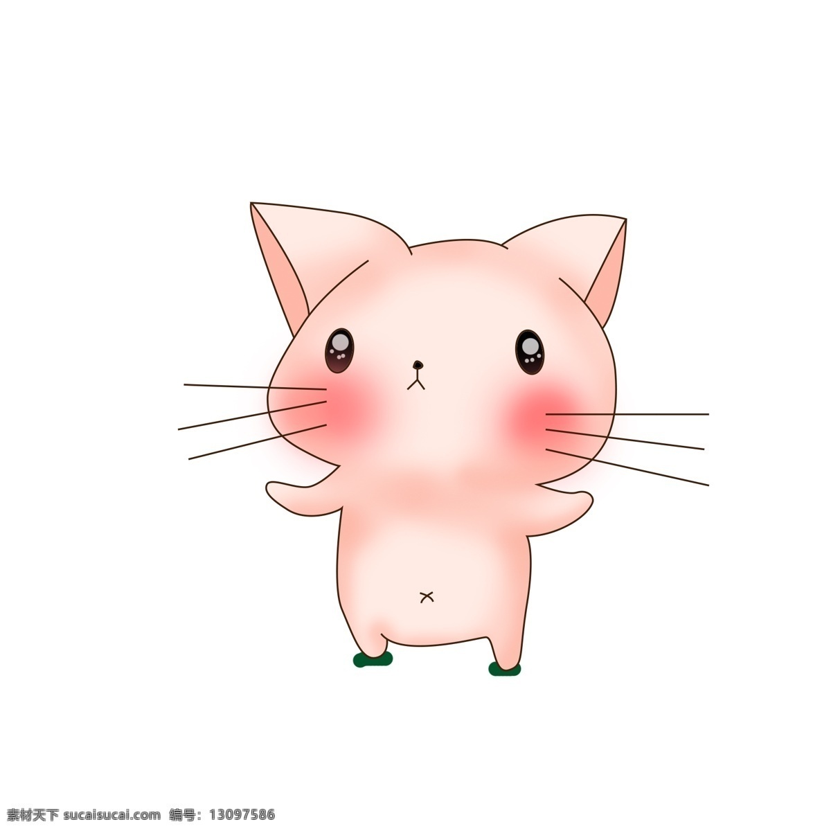 手绘 只 可爱 猫咪 粉红 萌宠 插画 动物 小喵咪 创意 拟人