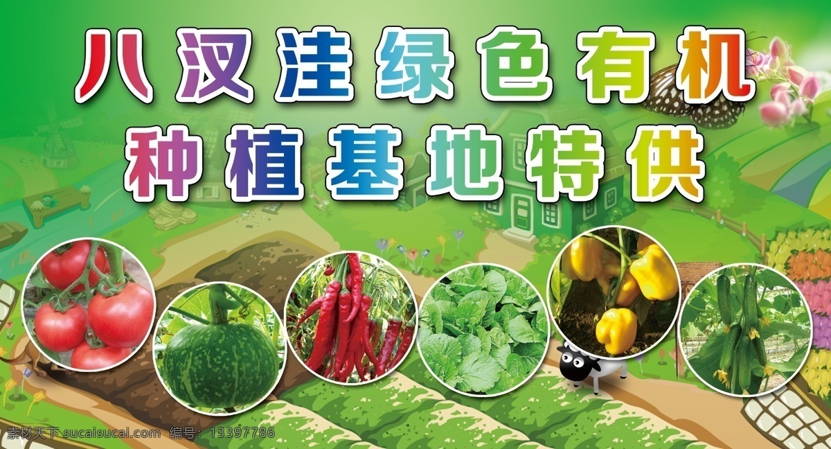 蔬菜种植基地 西红柿 南瓜 辣椒 小白菜 太空椒 小黄瓜 qq农场 广告设计模板 源文件