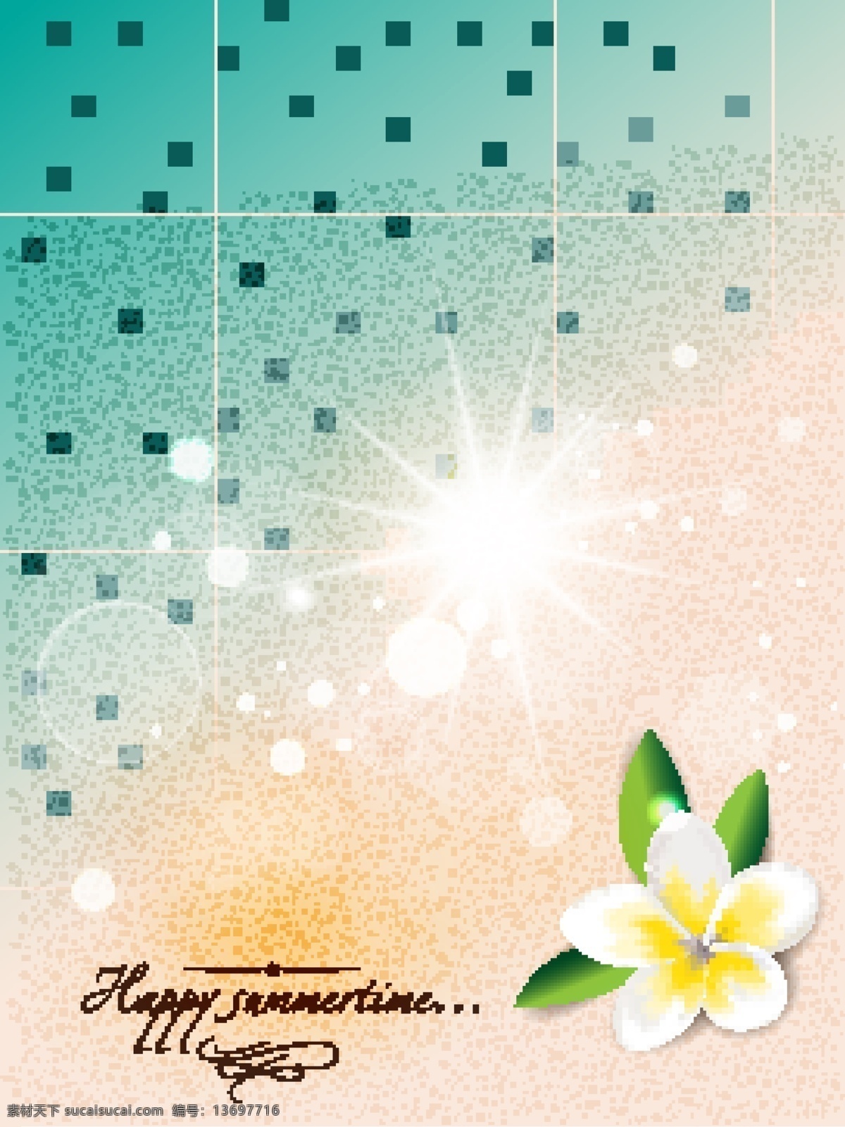 夏日 时光 主题 矢量 背景 海水 花朵 鸡蛋花 假日 沙滩 矢量素材 夏天 鲜花 decoder 矢量图 其他矢量图
