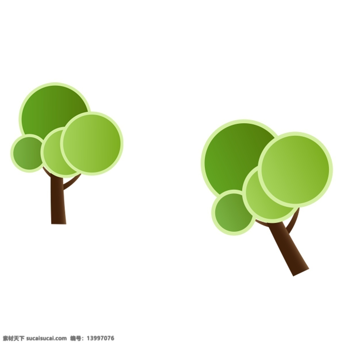 可爱 绿色 小树 装饰 元素 树木 树苗 绿化 自然 森林 装饰元素