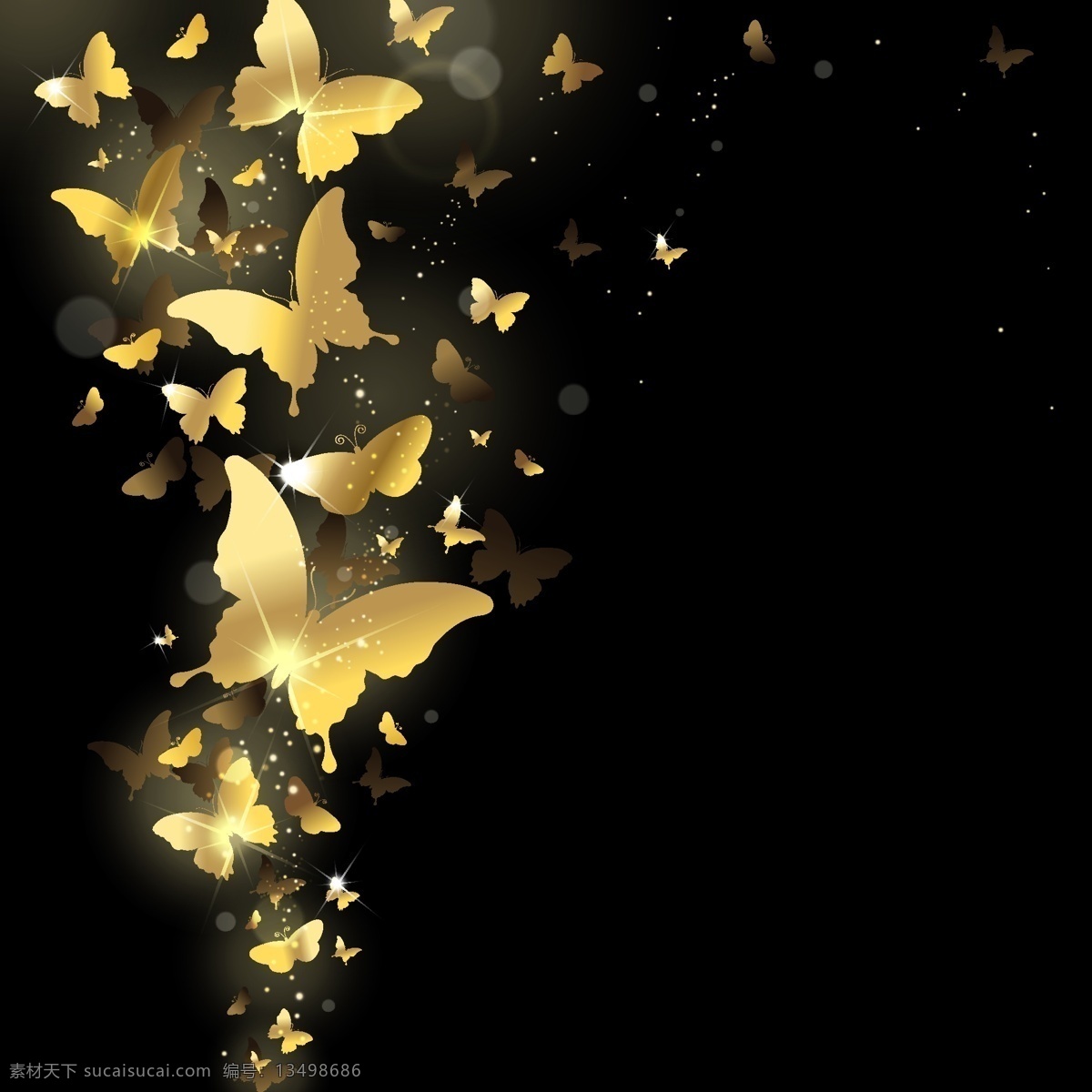 矢量 金色 闪耀 蝴蝶 背景 底纹 边框 立体 黄金 闪亮 华丽 星光 光晕 光斑 光线 线条 节日 庆典 庆祝 庆贺 促销 海报 广告 背景底纹 矢量素材