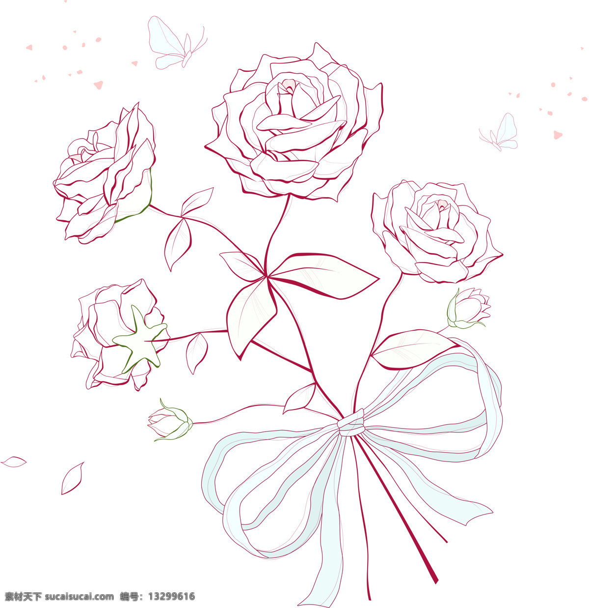 手绘鲜花一朵 花朵 素描 手绘 白色 镂空 文化艺术 绘画书法