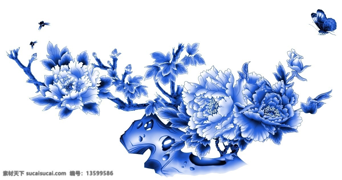 花鸟青花图案 花纹 古典 图样 青花 瓷器 图案 样式 参考 花鸟 画 书法字画类 分层