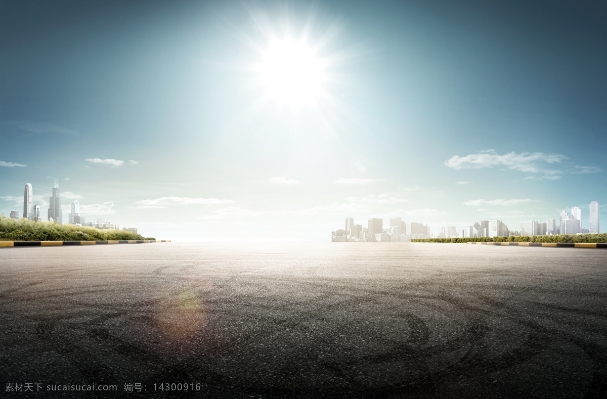 汽车背景 城市 汽车海报 汽车 蓝天白云 城市背景 蓝天 白云 地面 光 光晕 炫光 汽车广告 背景 自然景观 自然风光 白色