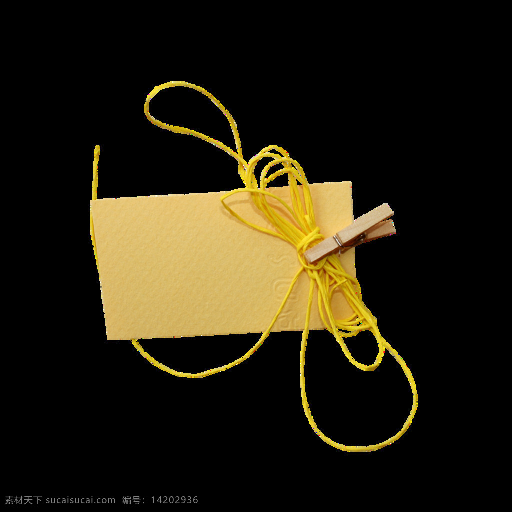 线条 绳索 夹子 元素 黄色线条 黄色卡片 物品