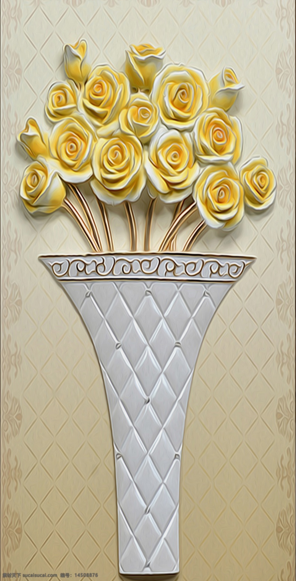 花卉 浮雕 背景 墙 艺术 个性 背景墙 效果图 玉石 3d渲染 花瓶 花朵