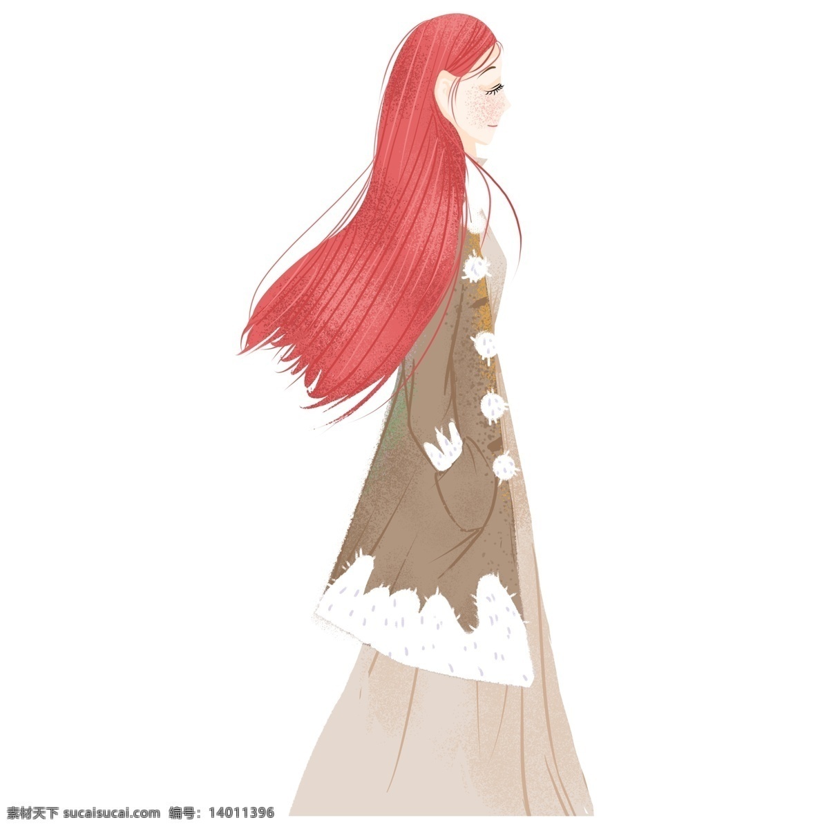 手绘 卡通 红 发 女孩 元素 红发女孩 卡通女孩 元素设计 装饰图案 彩色元素 卡通元素 可爱元素