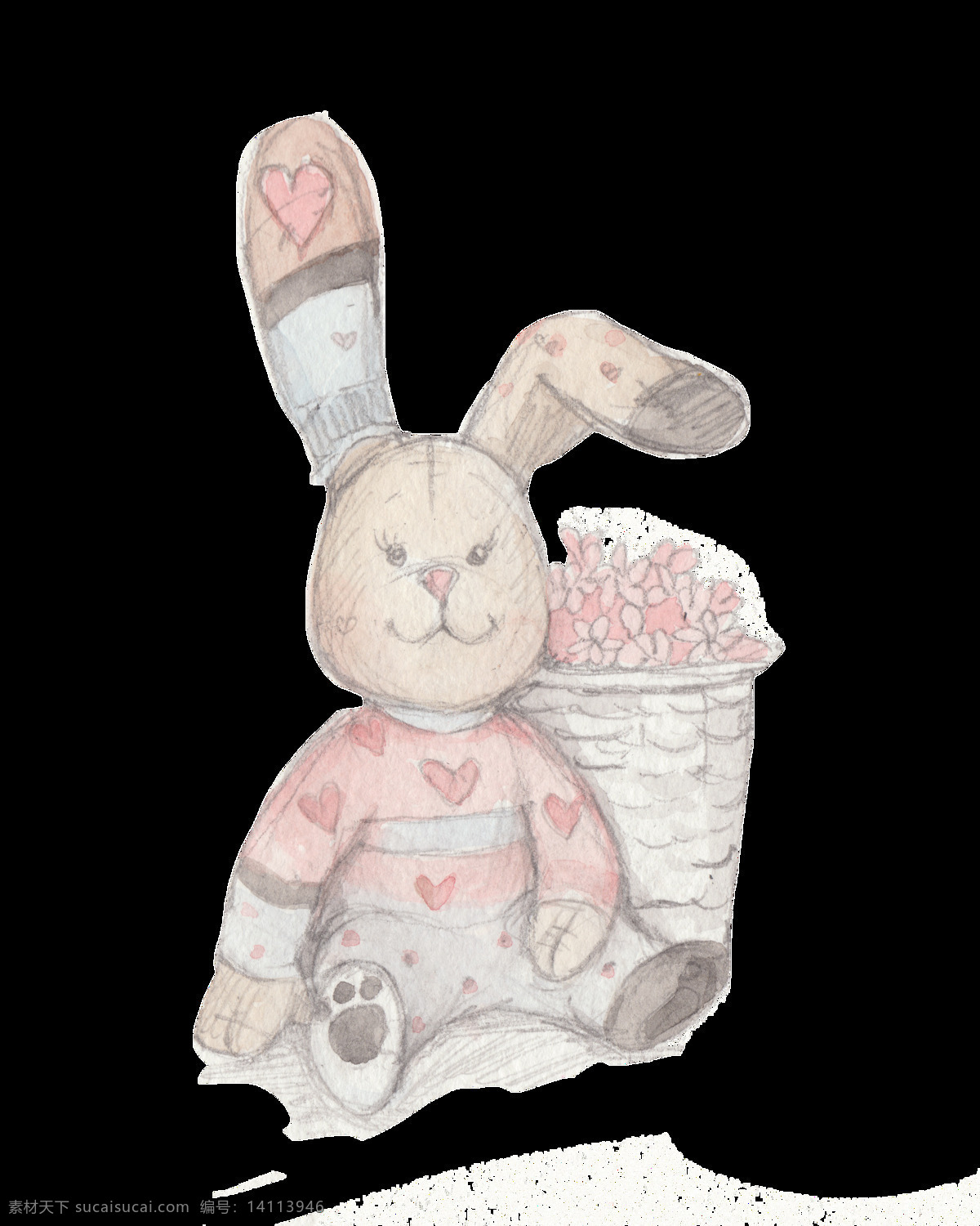 可爱 小 兔子 卡通 透明 爱心 小兔子 水彩 免扣 手绘 透明素材 装饰 设计素材 淘宝素材 海报设计装饰 装饰图案