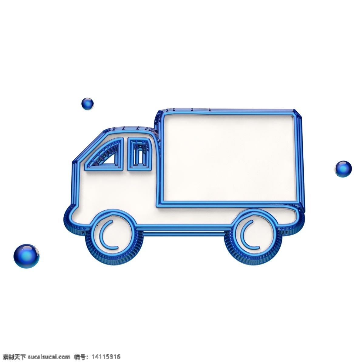 蓝色 立体 集装箱 车 图标 集装箱车