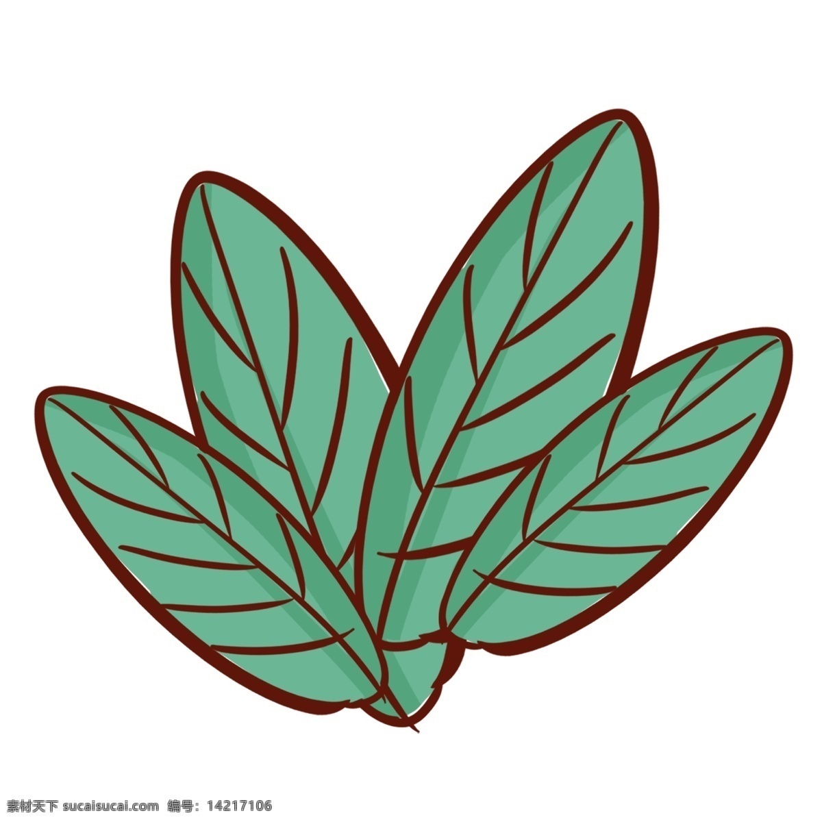 绿色 手绘 树叶 装饰 装饰图案 免扣素材 透明素材 植物 叶子