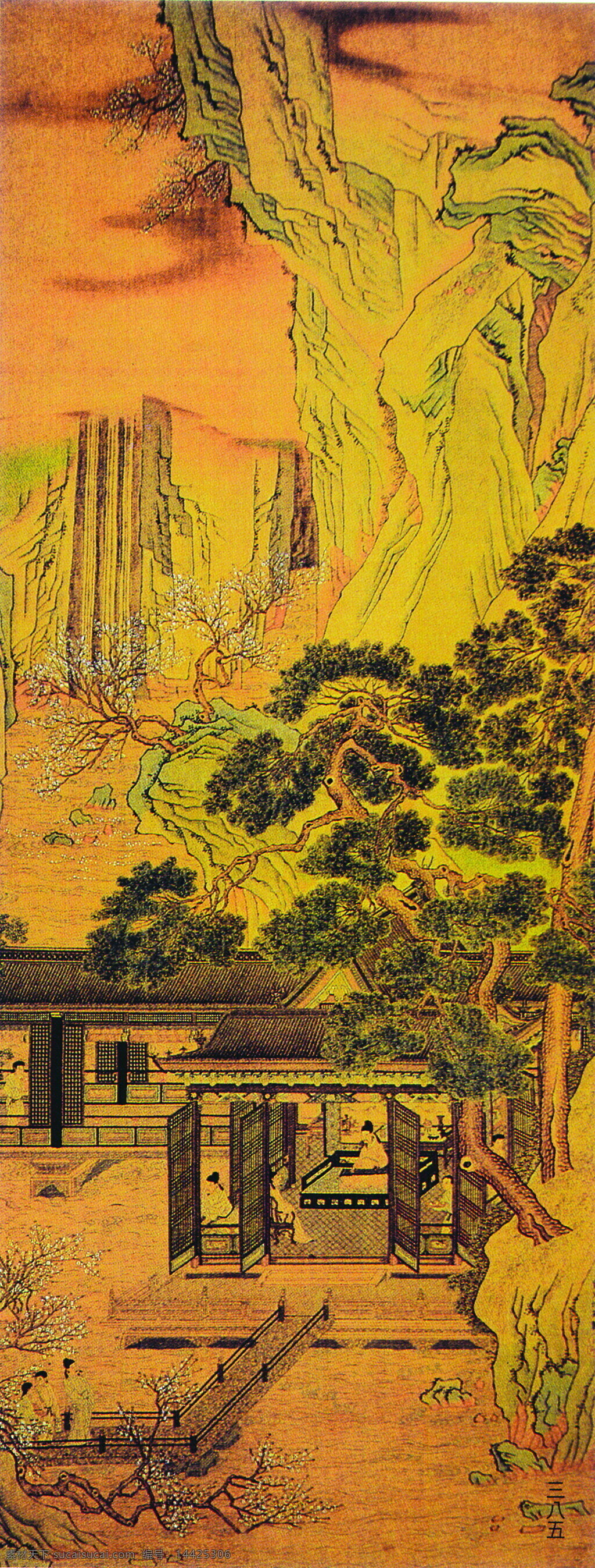 中国画 艺术 走廊 工笔 古代名画 古代山水 国画 绘画 美术 牡丹 人物 山水 绶带 屋子 重彩 现代 工笔重彩画