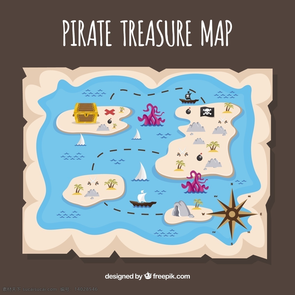 岛屿 海盗 藏 宝图 几个岛屿的 藏宝图