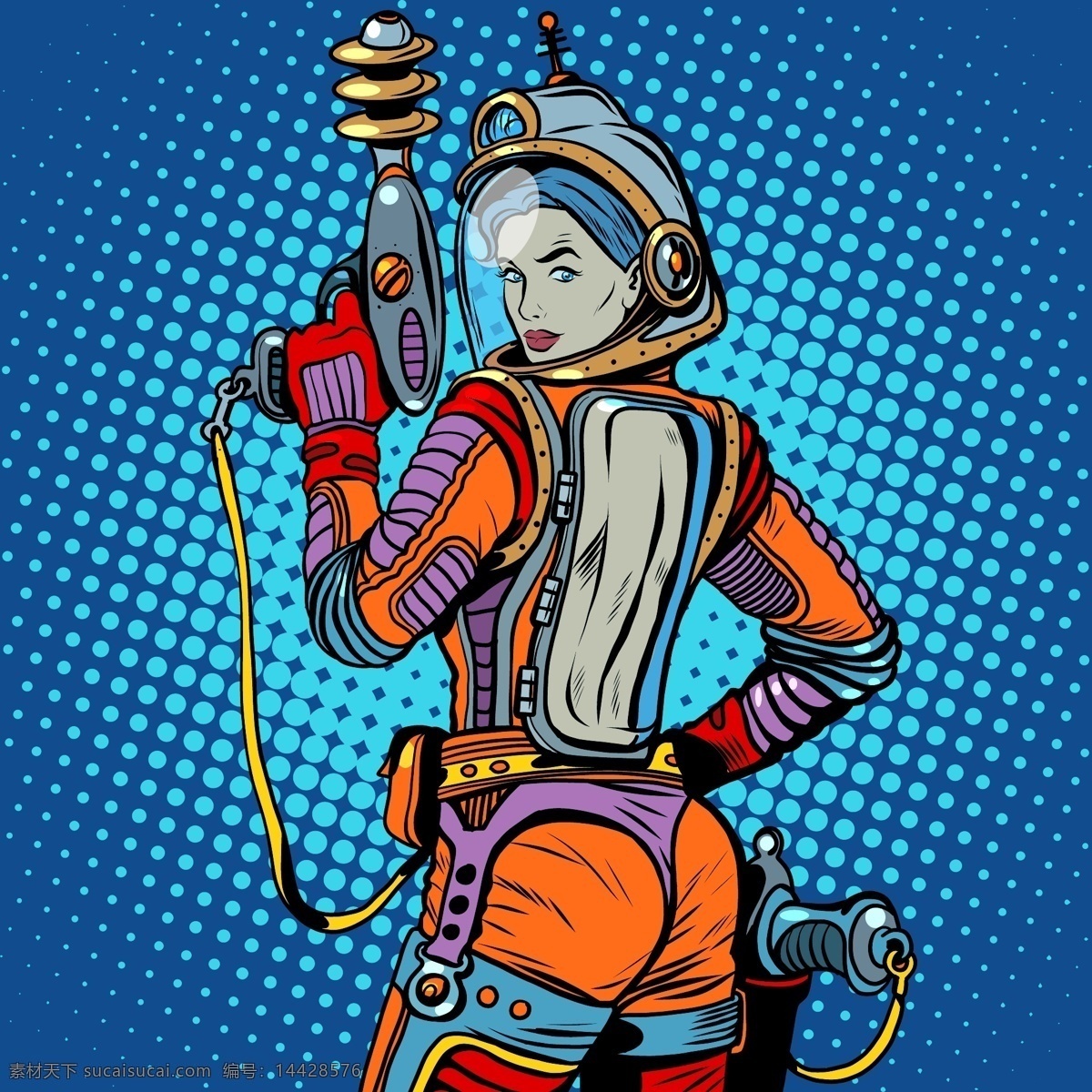 趣味 手绘 航宇 员 插画 人物 女人 科技 现代 航宇员