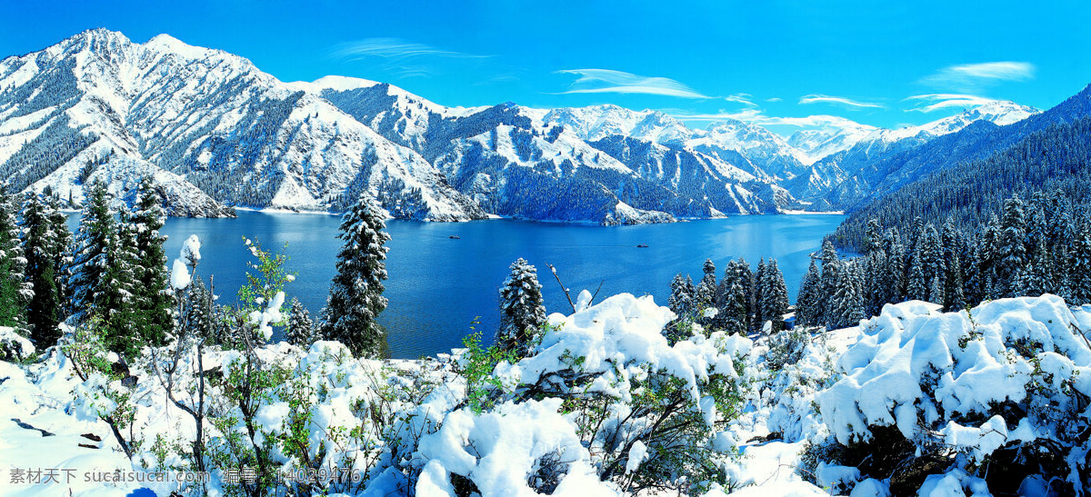 冬天 景区 风光 冬季 雪山 雪 松树 湖水 自然风光 景观 休闲 旅游 自然风景 自然景观 白色