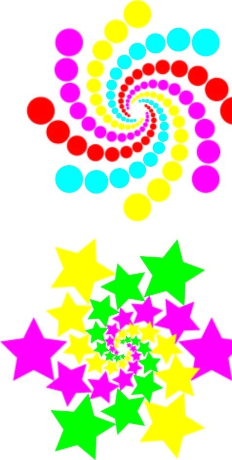 七彩漩涡 彩色儿童素材 星星图 圆形图 漩涡图 彩色背景 七彩模板 发散素材 儿童节 节日素材 矢量