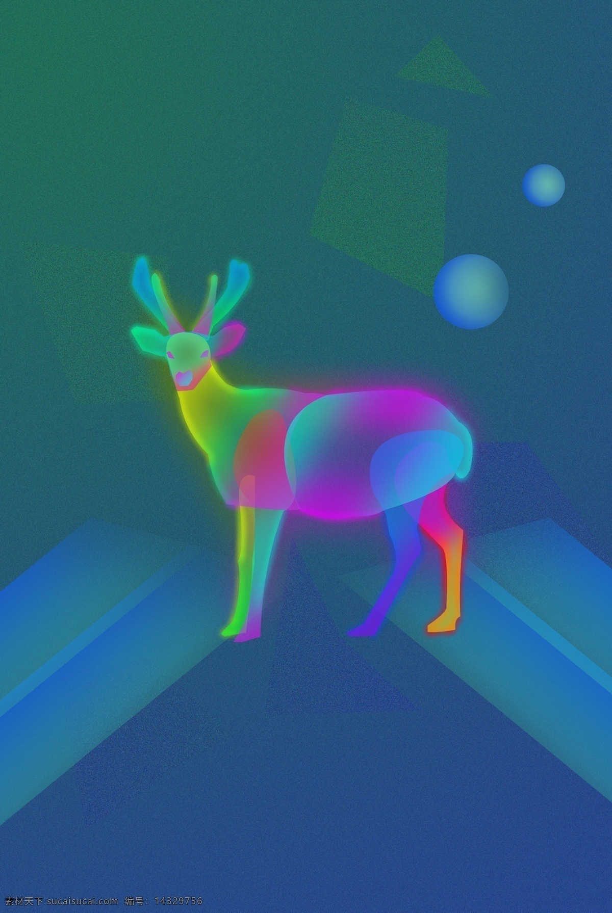 光 感 透气 叠加 渐变 彩色 背景 图 光感透气叠加 气泡 电商风 绿 几何 鹿