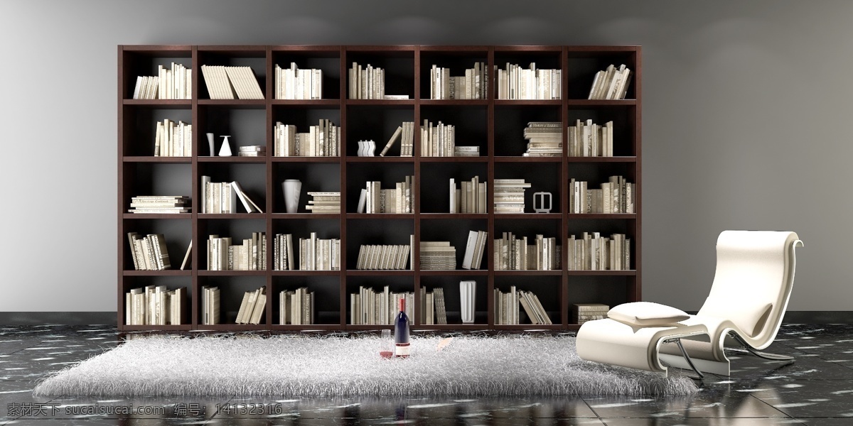 书架 3d设计 环境设计 室内设计 书柜 展览 家居装饰素材