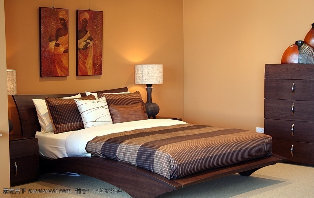 唯美 家居 家具 欧式 简洁 简约 卧室 大床 黄色墙 环境设计 室内设计