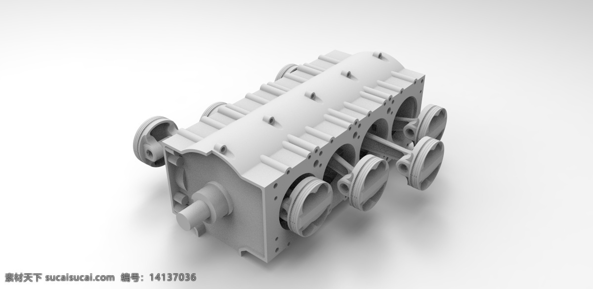 升水 平 置 缸 发动机 3d模型素材 其他3d模型