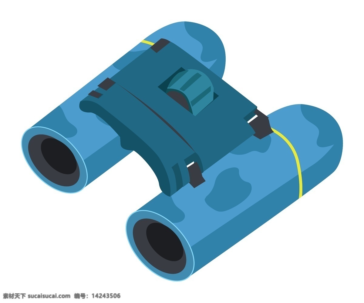 手绘 蓝色 望远镜 插画 卡通插画 蓝色的望远镜 创意 军用的望远镜 漂亮的望远镜