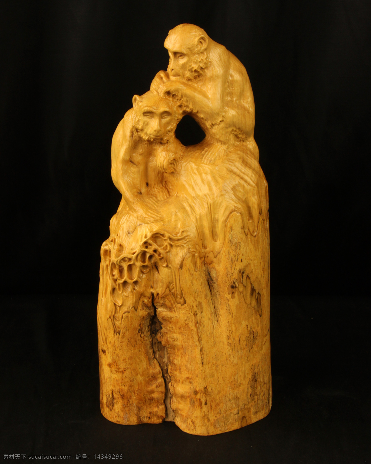 母子情猴子 乐清黄杨木雕 黄杨木雕 工艺品 木雕艺术 雕刻作品 动物木雕 传统文化 文化艺术